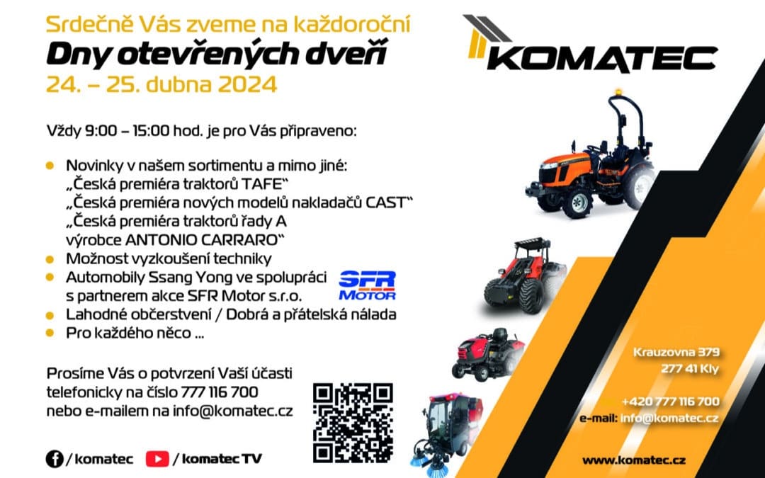 Dny otevřených dveří KOMATEC s.r.o. v Klech 24.-25.4.2024